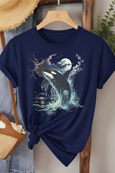 l'eivor Orka & Full Moon Printed Women's Cotton T-Shirt