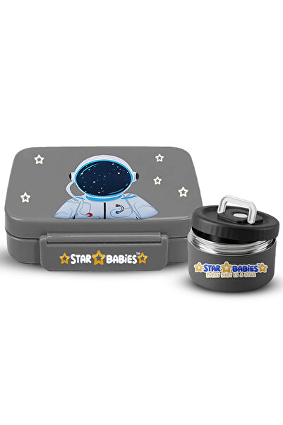 STAR BABiES Astronaut Bento Lunch Box with Compartments & Insulated Thermal F...