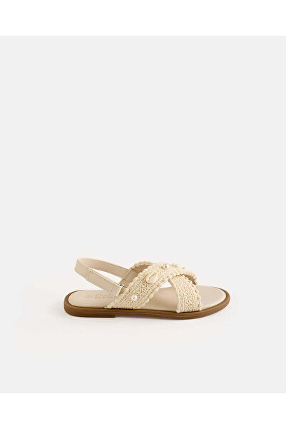 REDTAG Girls Beige Crochet Backstrap Sandals