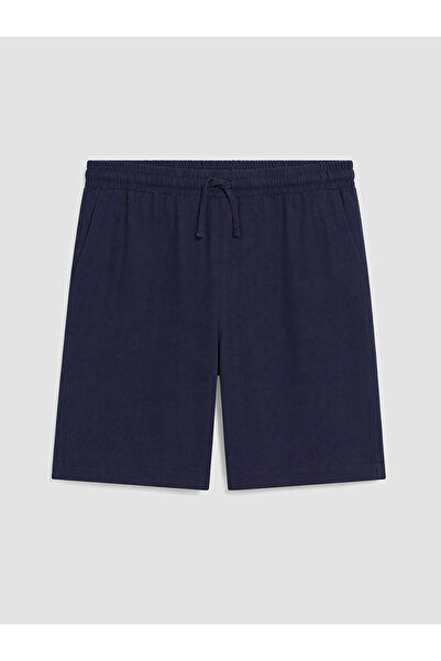 LC Waikiki Navy Blue Plus Size Linen Blend Women's Trousers