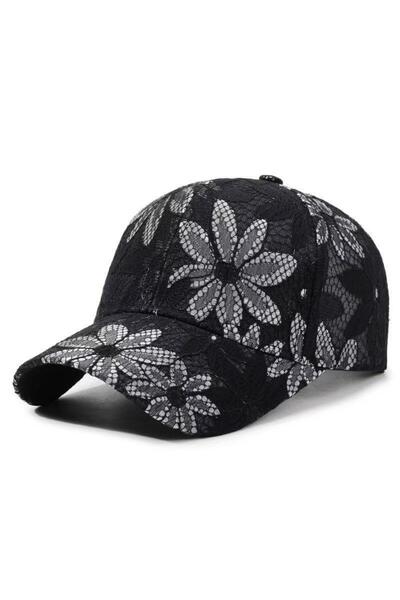 valkyrie Women Black Floral Lace Pattern Baseball Hat Adjustable Breathable S...