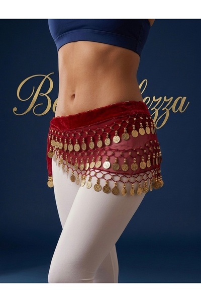 Bellezza Concept Bellezza Gold Para Detaylı Shakira Kemeri Kırmızı - Profesyonel Sahne ve Dans Kemeri