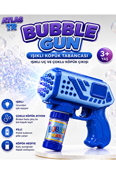 Atlas Tr Işıklı Solisyonlu Köpük Eğlenceli Tabancasi 18 Cm Çoklu Baloncuk Çık...