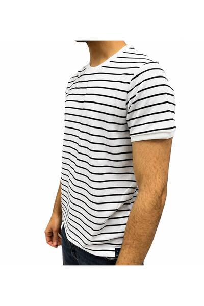 Erkek Siyah Bisiklet Yaka T-shirt Ringel Mini Waffle Tişört