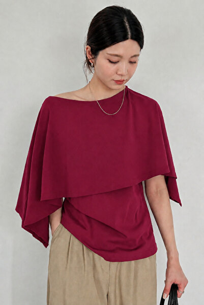 COOL TARZ Women's Boat Neck Cape Detailed Loose Fit Stylish Office and Event ...