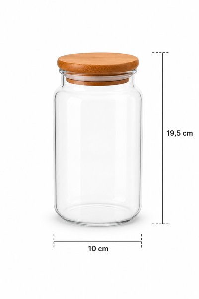 Zivora Home 6-Piece 900 ml Glass Storage Jar with Wooden Lid – Coffee, Sugar, Tea, Spice Storage Container with Labels