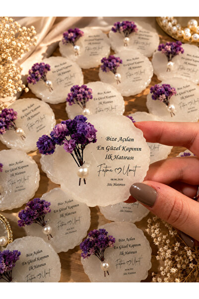 Atasia Design Kişiye Özel Nikah Hediyeliği Çiçekli Magnet 20 Adet Söz Nişan D...