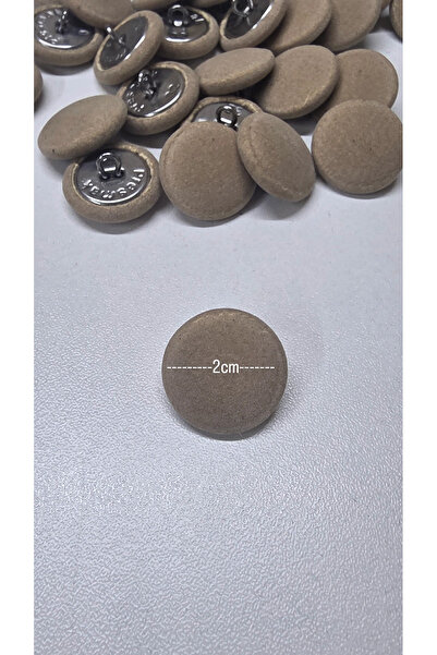 Zümrüdüanka Handmade Bej rengi süet kaplamalı kancalı metal düğme adet fiyatidir
