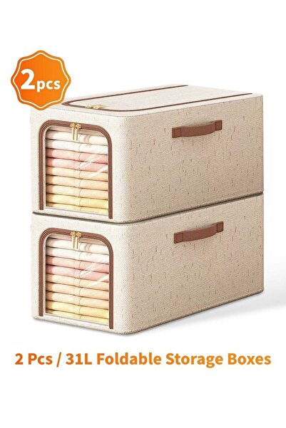 SOFTEN SOTEN 2 Pcs Long Foldable Storage Boxes with Windows, Slim Closet Stor...