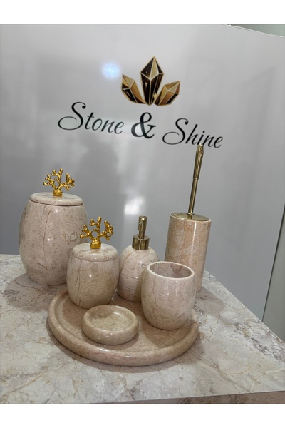 Stone Shine gani beige mermer banyo seti
