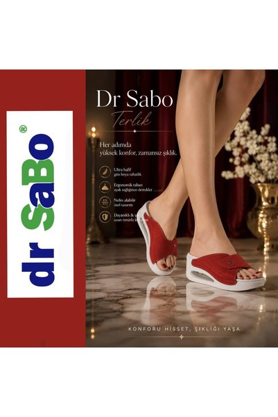 DR SABO شبشب نسائي صيفي من الجلد السويدي الأصلي لتقويم العظام |   شريط فيلكرو قابل للتعديل لراحة فائقة