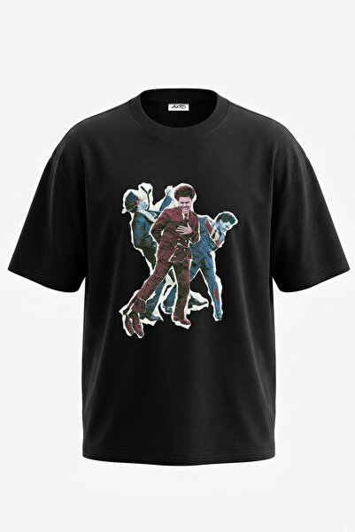 Anetos The Weeknd_2 Design Printed Oversize Black T-Shirt