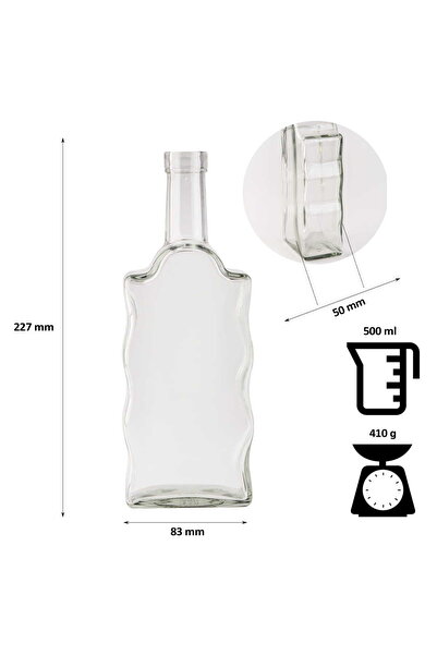 LimArt Sticla FALA 500 ml transparent cu dop, design elegant tip val, pentru ...