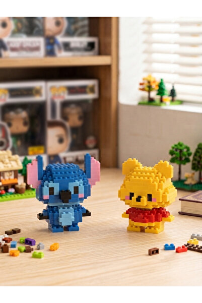 New Block stitch ve winnie the pooh 3D yapboz İkili Set - Mikro Blok Yapım Se...