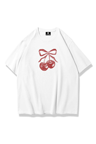 STYKEER Unisex Oversized T-Shirt "The Cherry" Loose Fit Oversized White T-Shirt