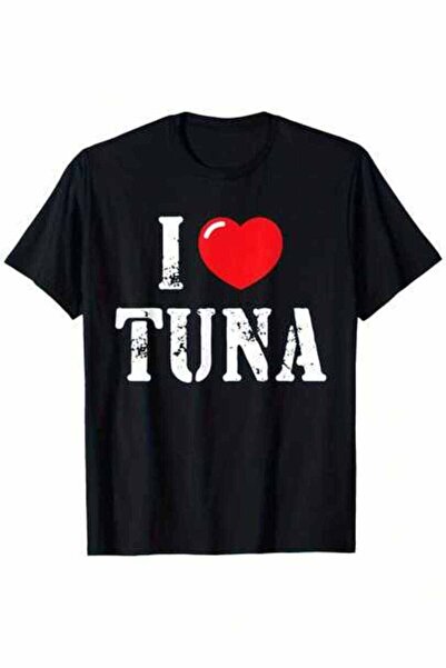 799 تي شيرت بطباعة "I Love Tuna"، قميص كاجوال برقبة دائرية للارتداء اليومي وا...