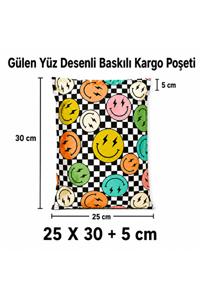 S&M AMBALAJ Gülen Yüz 140 Mikron Baskılı Kargo Poşeti 25 x 30 +5 cm - 100 Adet
