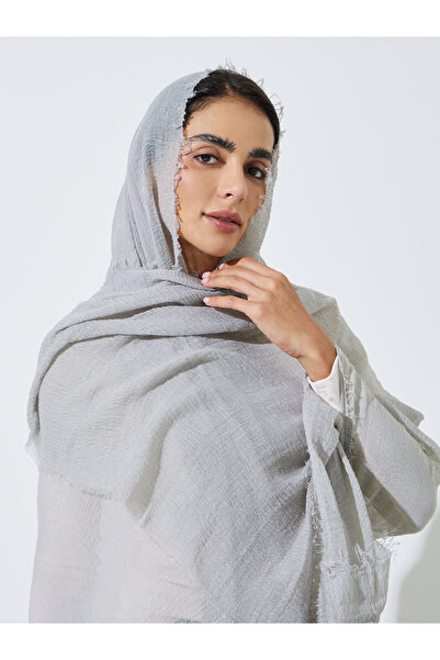 Amirah By Styli Grey Plain Crinkle Hijab