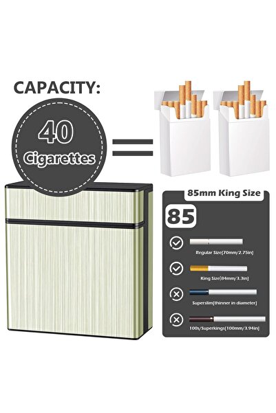 Generic Brand Кутия за цигари за 40 броя, голяма метална кутия за цигари, с м...