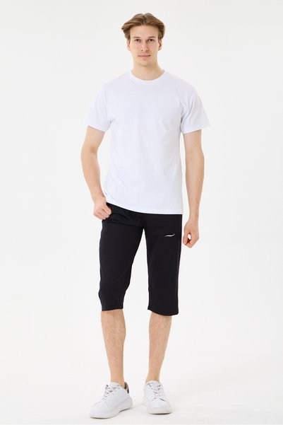 Adesline Men's Below-Knee Bermuda Shorts Diving Fabric with 3 Pockets