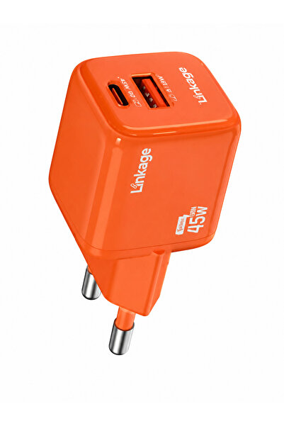 Linkage LKC-58 45W GaN Hızlı Şarj Cihazı USB-C PD + USB-A QC Çift Çıkışlı Ada...