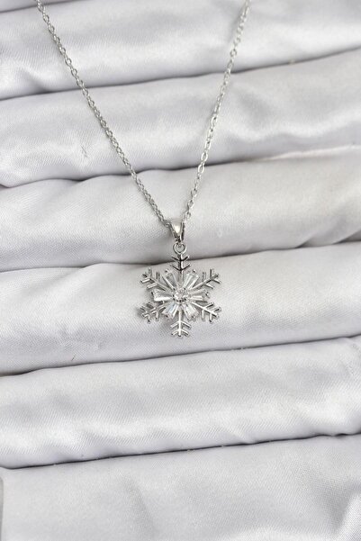 norsary 316L Steel Chain Silver Color Snowflake Model Zircon Stone Women's Ne...