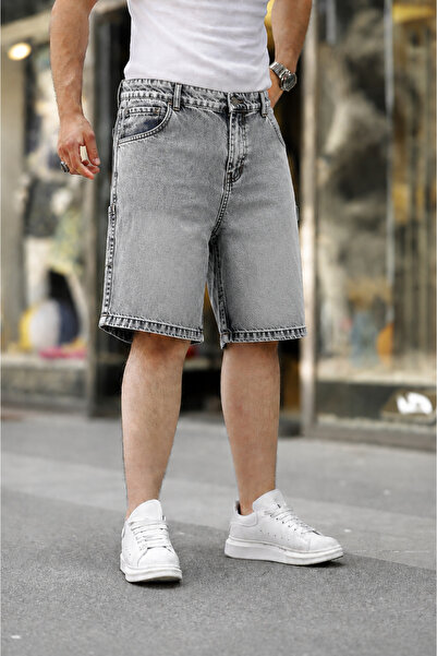 comstar Men's Loose-Fit Baggy A.Gray Denim Shorts