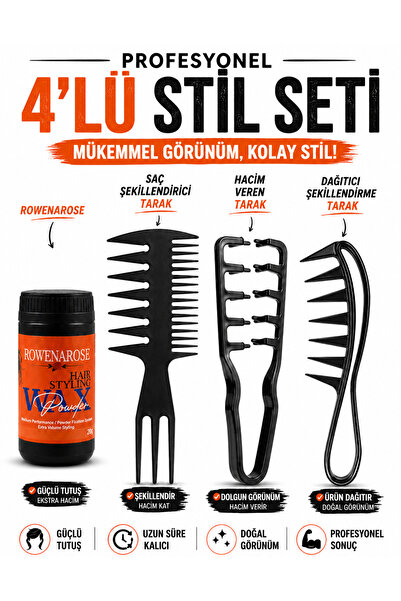 ROWENAROSE Toz Wax Set Mucizevi Saç Şekillendirici Tarak Seti ve Toz Saç Waxı...