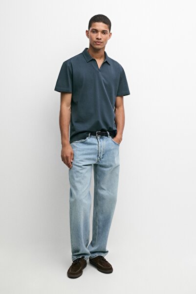 Massimo Dutti Mikro dokulu, V yaka polo t-shirt