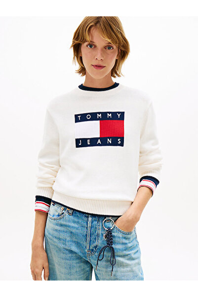 Tommy Hilfiger Kadın Tipping Flag Kazak
