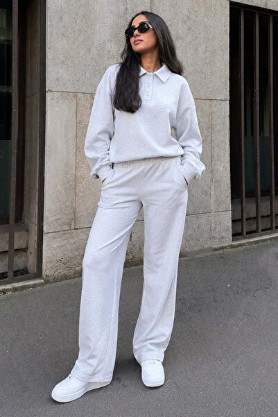 Seeh Karmelanj Long-Sleeved Buttoned Polo Collar Women's Tracksuit Set Sh392