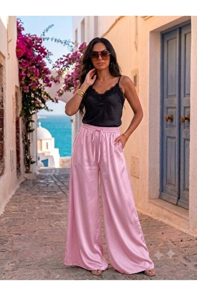 Azara Women's Wide Leg Pants in Silk and Viscose, One Size / Plus Size