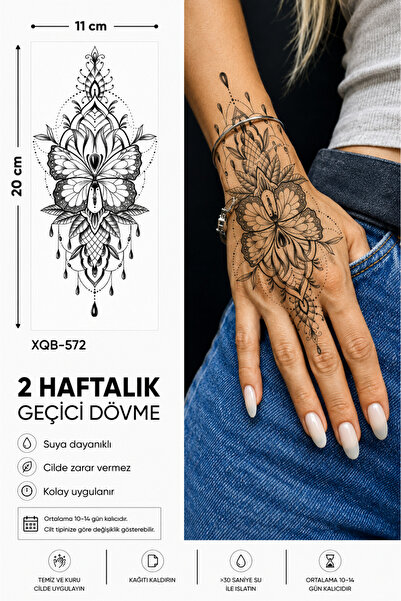 medink tattoo Gerçekci Geçici Mandala ve Kelebek Dövme Etiket Kadın Erkek Kol...