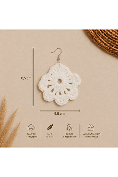 Librapera Concept Handmade Daisy Knitted Earrings