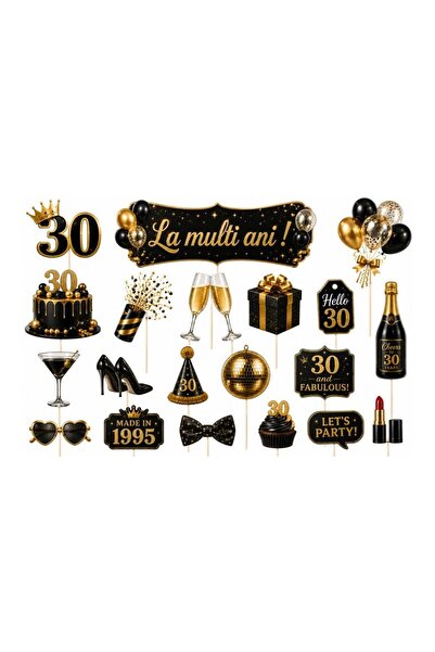 DecoParty Set de decorațiuni pentru tort – La mulți ani la 30-a aniversare! S...
