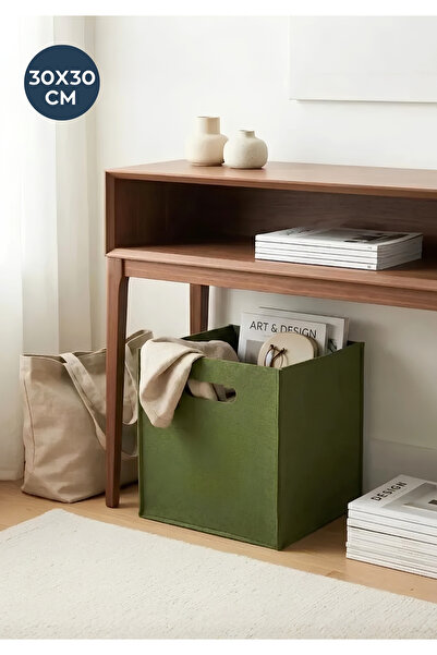 HOMİNG Retro Yeşil Çok Amaçlı Keçe Sepet Kutu Organizer 30x30 cm