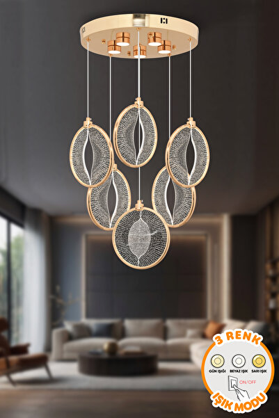 Capella Aydınlatma Modern Gold Kaplama 3 Renk Işık Özellikli Power Led Sarkıt...