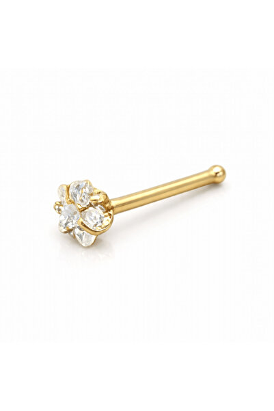 NIRE Piercing Μύτης Ατσάλινο Αστέρι Χρυσό με Ζιργκόν SM0040