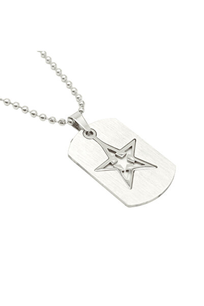 NIRE Κολιέ dog tag με αστέρι από ανοξείδωτο ατσάλι NECK2