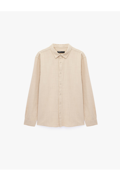 Koton Regular Fit Cotton Long Sleeve Classic Collar Shirt
