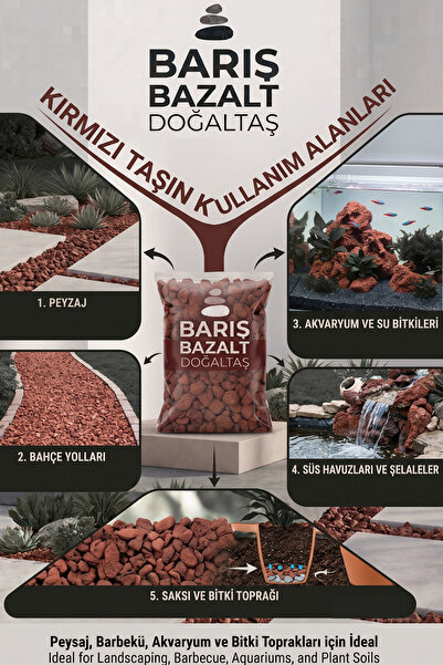 Barış bazalt doğaltaş Doğal Volkanik Taşı Kırığı 2-2,5 cm Dekoratif Bahçe Saksı Teraryum Akvaryum Taşı 3 KG