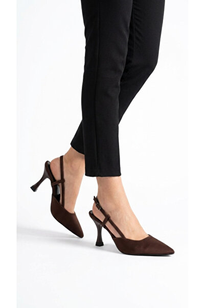 Ustalar Ayakkabı Çanta Brown Satin Women's Thick Heeled Shoes 659.349