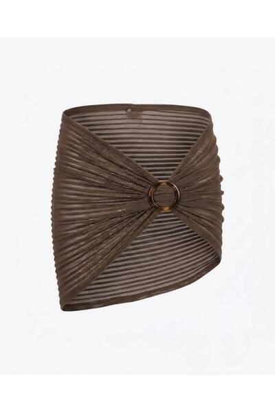 AQUELLA Dark Khaki Textured Buckle Skirt