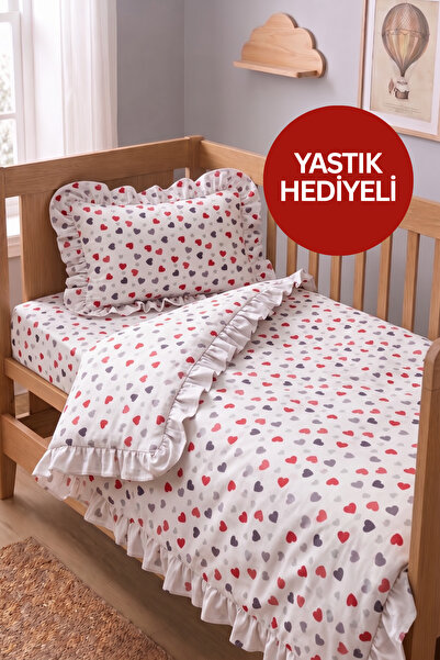 Miruza Ev Tekstili Vintage Ruffled and Heart-Shaped Baby Bedding Set |   100%...