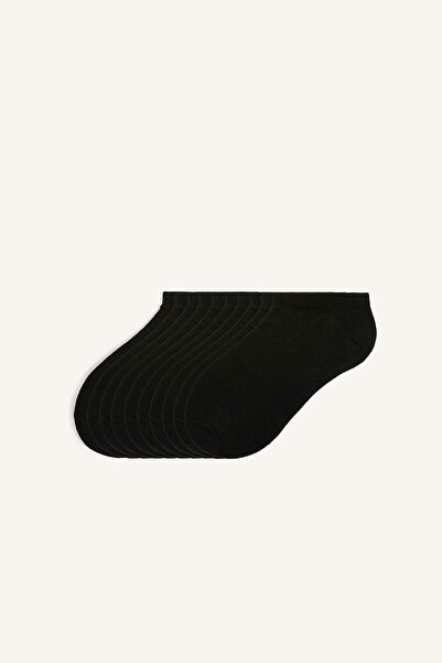 DeFacto Men's 10-Pack Cotton Sneaker Black Socks I3490Axns