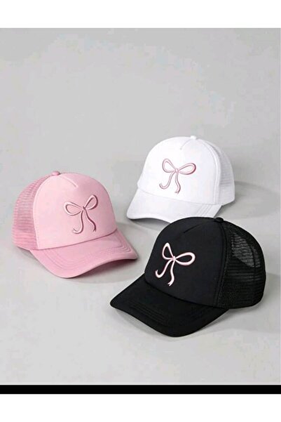 ZAVIXO Women's Black Trucker Hat with Bow Embroidery Adjustable Mesh Cap