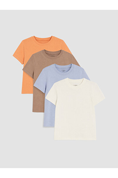 LC Waikiki Nevavm Oval Collar Boys' 4-Piece T-Shirt Set with Difference