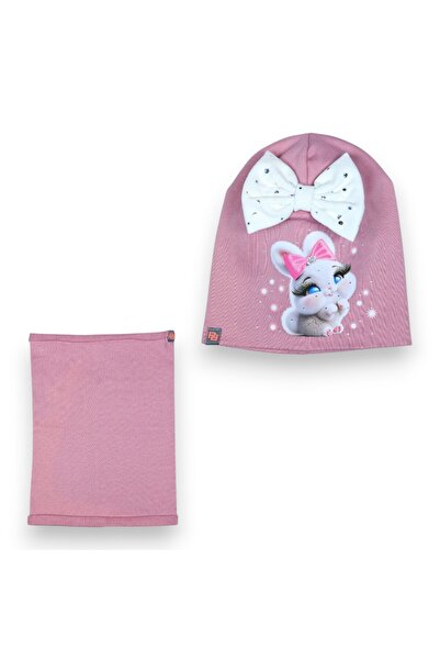PANPAN BOYA Set căciulă și fular cu fundă, model iepure, de primăvară, 50-54c...