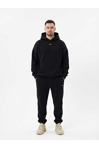 ONLY QUALİTY Unisex 100% Cotton Smoked Oversized Hooded Sweatshirt Set - Face...