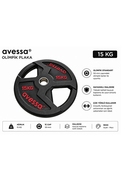 AVESSA Olimpik Plaka Serisi - 50 MM - Olimpik Standart - Dayanıklı Kauçuk Kap...